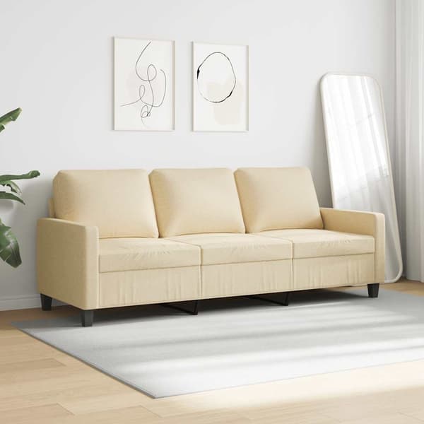 3-sitssoffa gräddvit 180 cm tyg