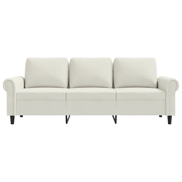 3-sitssoffa gräddvit 180 cm sammet