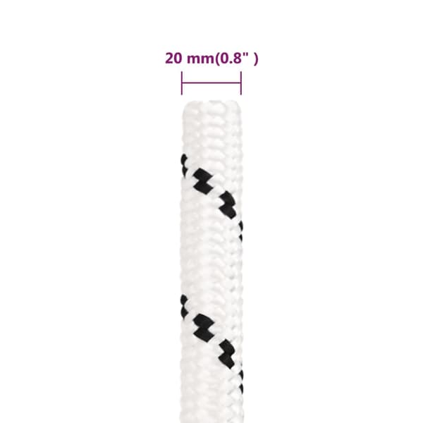 Båtlina flätad vit 20 mm x 50 m polyester