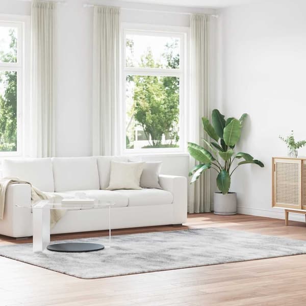 Ryamatta med lång lugg NAVARRA silvergrå 200x290 cm polyester