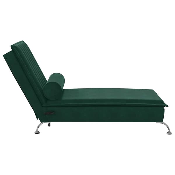 Massageschäslong med bolster mörkgrön sammet