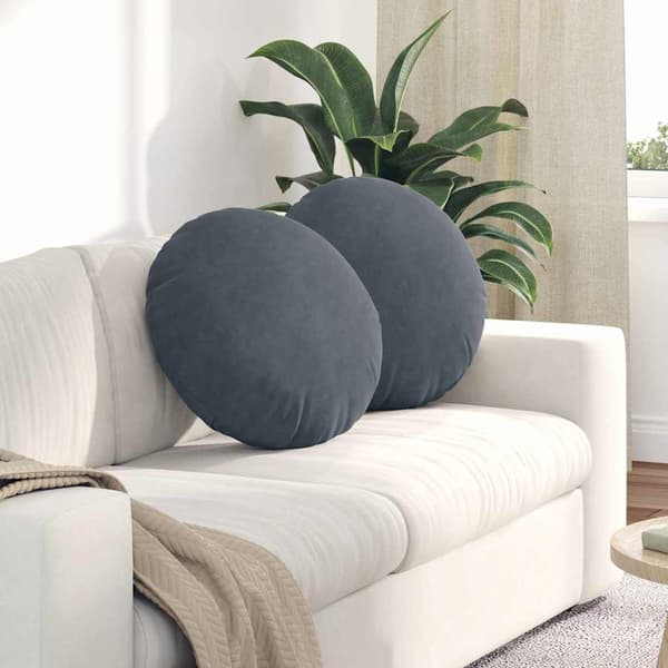 Sittkuddar 2 pcs Mörkgrå Ø50 x 19 cm Sammet