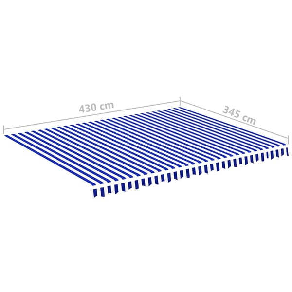 Ersättningstyg för markis blå och vit 4,5x3,5 m polyester