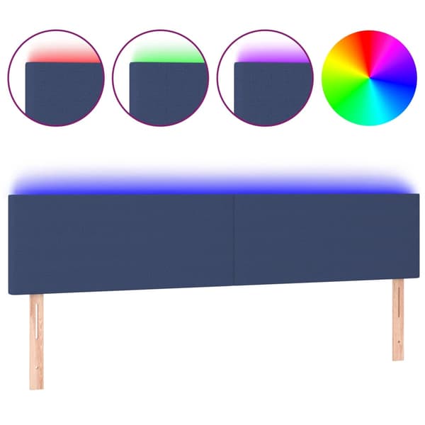 Sänggavel LED blå 180x5x78/88 cm tyg