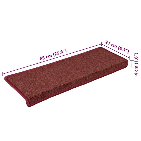 Trappmattor 30 st 65x21x4 cm bordeaux rektangulär kant