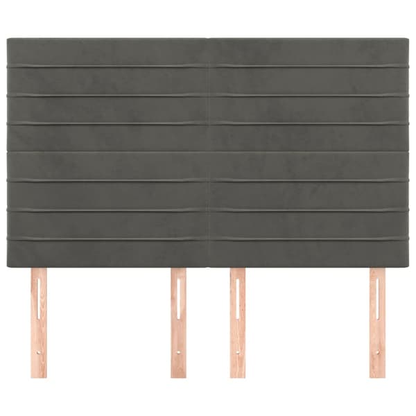 Sänggavel mörkgrå 144x5x118/128 cm sammet