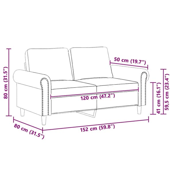2-sitssoffa ljusgrå Svart 120 cm sammet