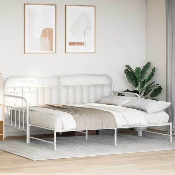 Dagbäddram Vit 90 x 190 cm Pulverlackerat stål