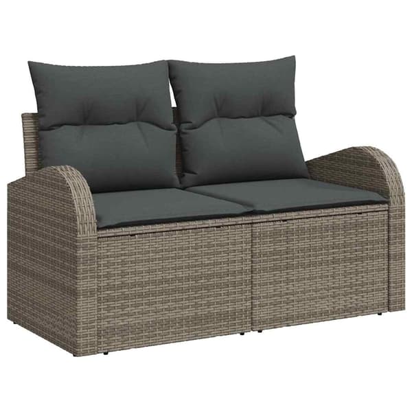 Trädgårdsoffset med lagring 3 pcs Grå Poly rattan