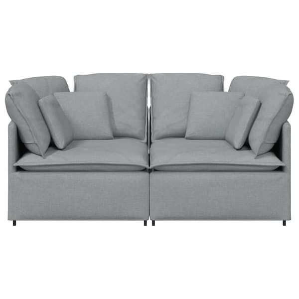 Modulsoffa med dynor i tyg ljusgrå