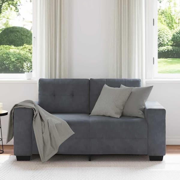 Loveseat soffa mörkgrå 160x77x82 cm sammet
