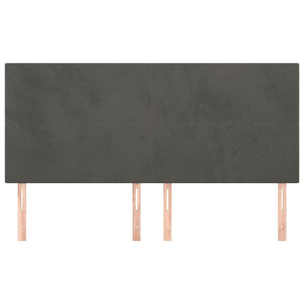 Sänggavel mörkgrå 200x5x118/128 cm sammet