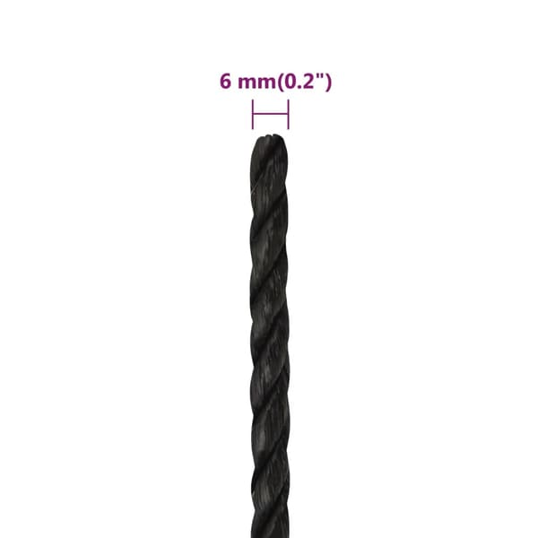Rep svart 6 mm 500 m polypropylen