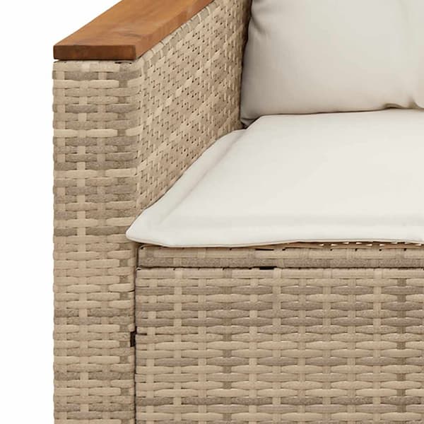 Trädgårdssoffa 3-sits med dynor konstrotting beige