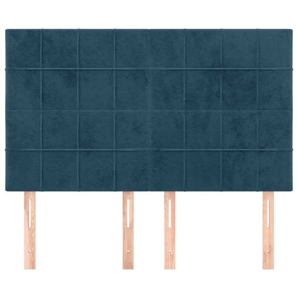 Sänggavel mörkblå 144x5x118/128 cm sammet