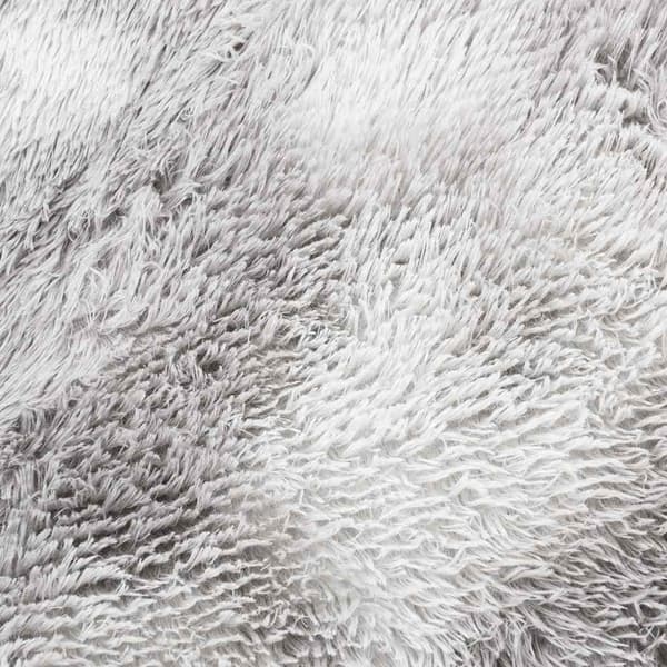 Ryamatta med lång lugg NAVARRA silvergrå 160x160 cm polyester