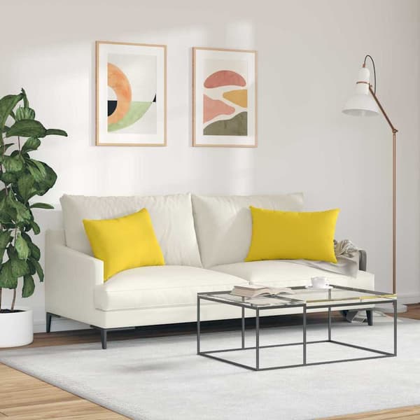 Sofakuddar 2 st tyg Ljusgul 60 x 40 cm