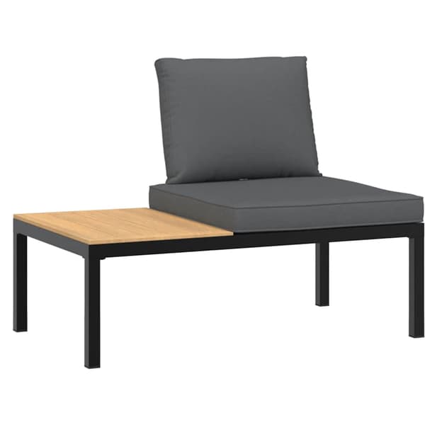 Trädgårdssoffa med dynor 2 delar svart aluminium