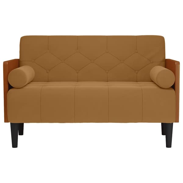 Loveseat soffa med dynor brun 110 cm sammet