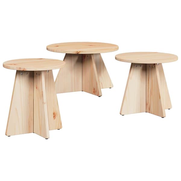 Kaffeebord 3 pcs Naturfärg