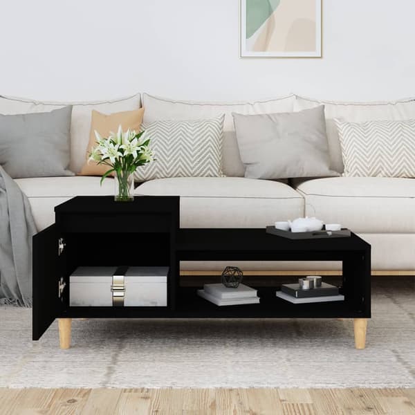 Soffbord svart 100x50x45 cm konstruerat trä