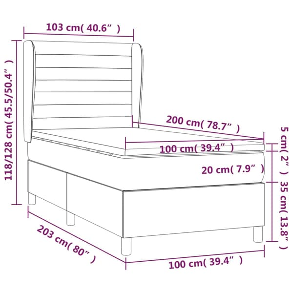 Ramsäng med madrass gräddvit 100x200 cm tyg