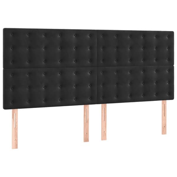 Ramsäng med madrass svart 180x200 cm sammet