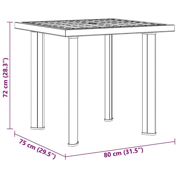 Trädgårdsbord vit 80x75x72 cm plast