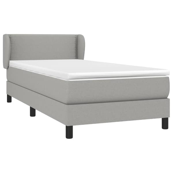 Ramsäng med madrass ljusgrå 90x200 cm tyg