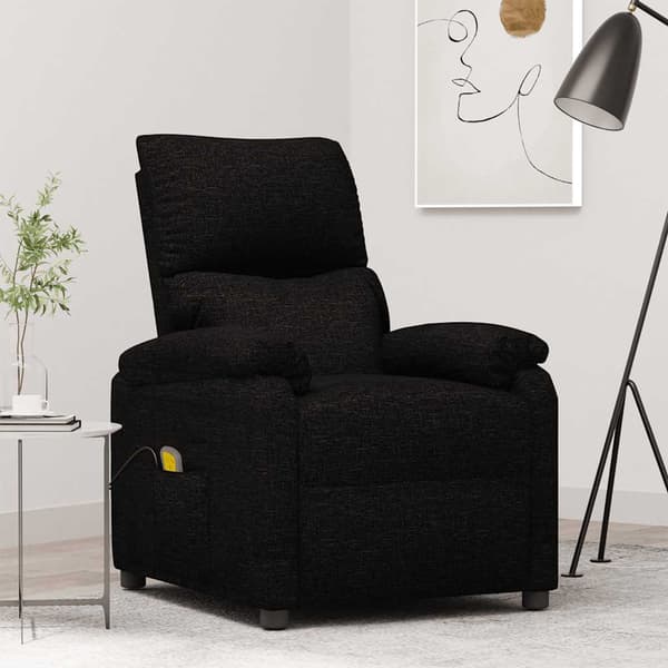 Massagefåtölj svart tyg