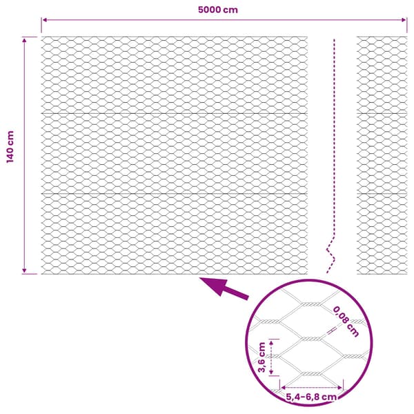 Hexagonstängsel Grå 1,4 x 50 m PVC