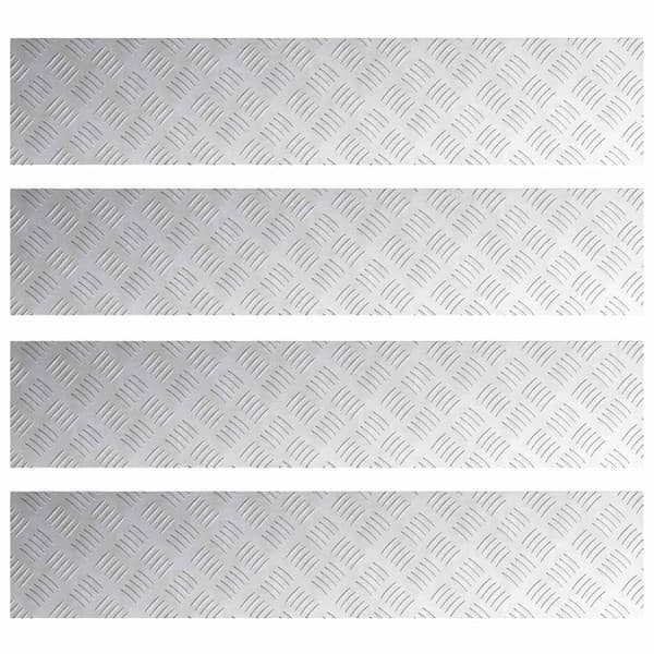 Trappsteg Rektangulär 4 pcs Silver 100 x 20 cm Aluminium