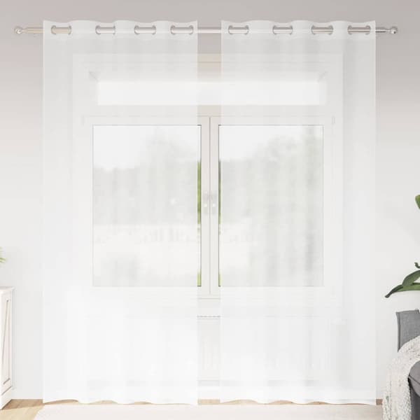 Voile Gardin 2 st Vit 245 x 140 cm Polyester