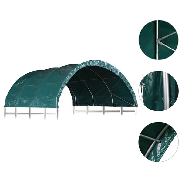 Vindskydd för boskap PVC 3,7x3,7 m grön