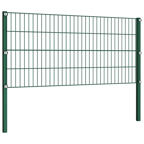 Staketpanel med stolpar järn 349x80 cm grön