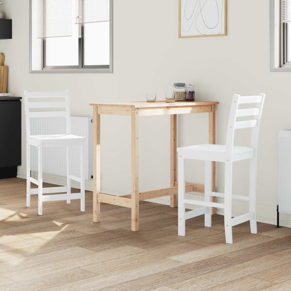 Matstolar 2 pcs Vit 40 x 47,5 x 99,5 cm Massiv Gummiträ