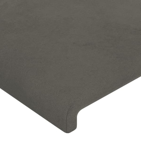Sänggavel LED mörkgrå 103x16x118/128 cm sammet