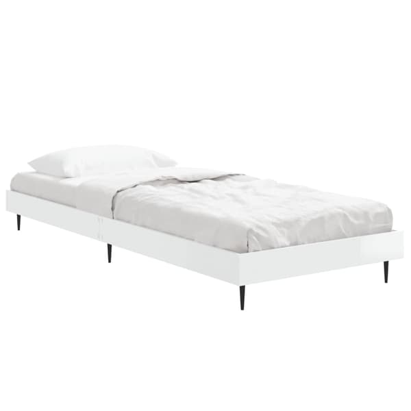 Sängram vit högglans 75x190 cm konstruerad trä