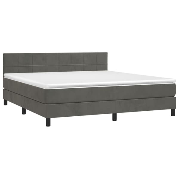 Ramsäng med madrass mörkgrå 160x200 cm sammet