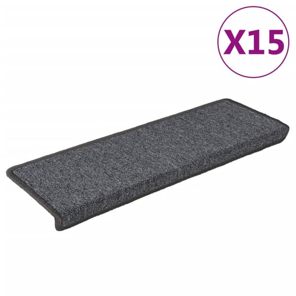 Trappmattor 15 st 65x21x4 cm mörkgrå rektangulär kant