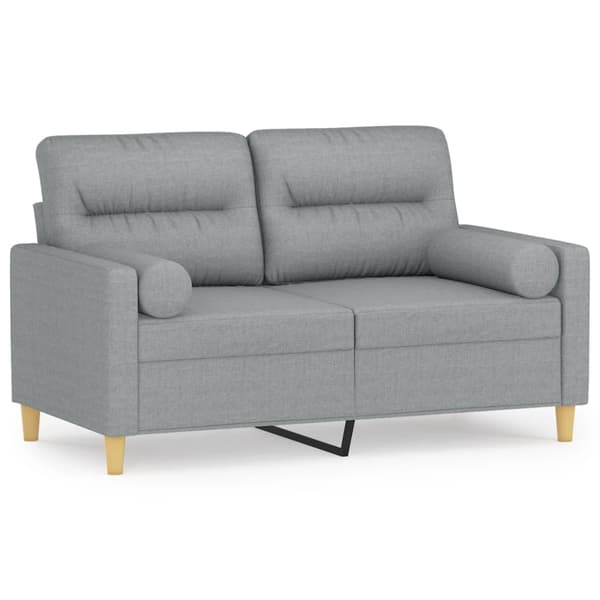 2-sits soffa med prydnadskuddar ljusgrå 120 cm tyg