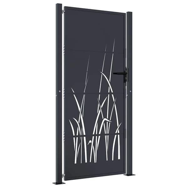 Trädgårdsgrind antracit 100x175 cm stål gräsdesign