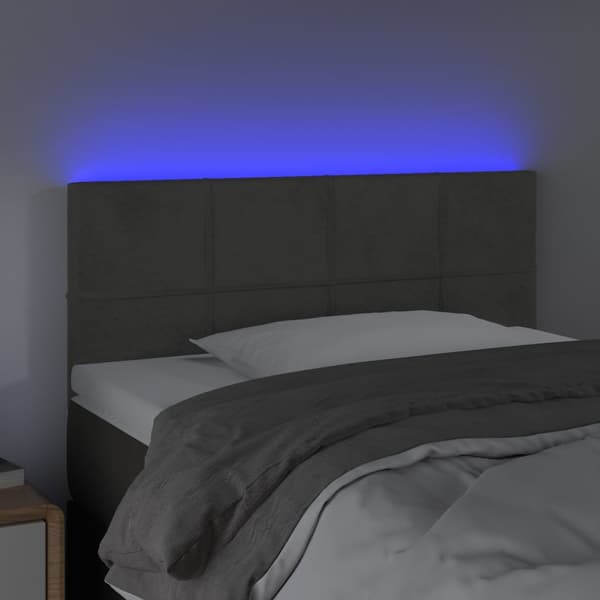 Sänggavel LED mörkgrå 90x5x78/88 cm sammet