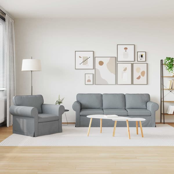 Soffa 2 pcs Ljusgrå 215 x 82 x 80 cm tyg