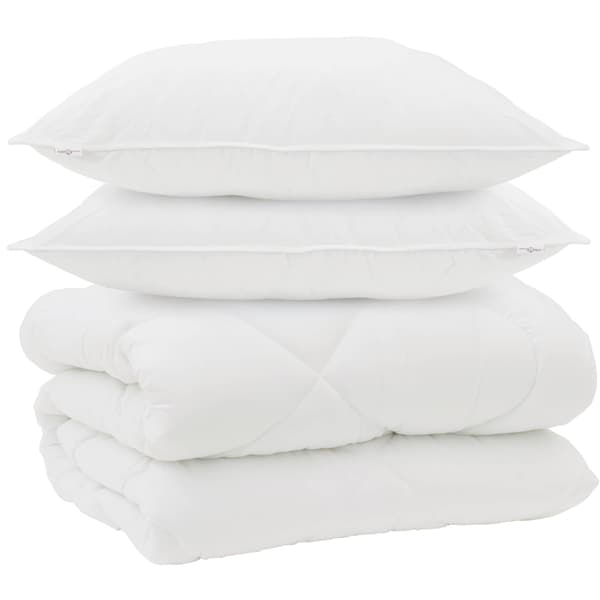 Vinter Täcke med kudde 3 pcs Vit Mikrofiber