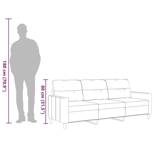 3-sitssoffa ljusgrå 180 cm tyg