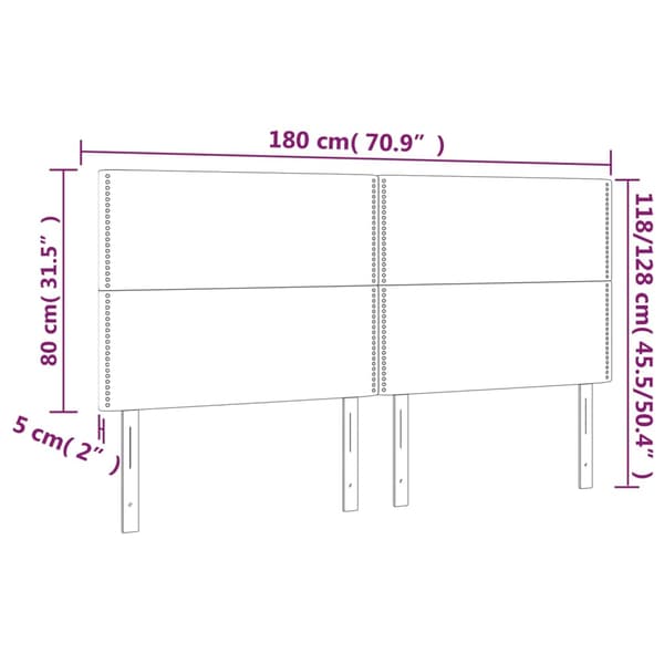 Sänggavel LED mörkgrå 180x5x118/128 cm sammet