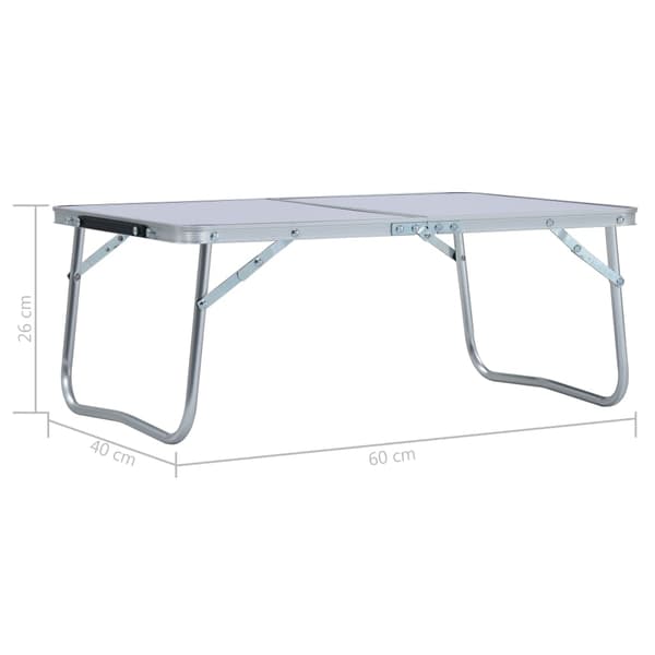 Hopfällbart campingbord vit aluminium 60x40 cm