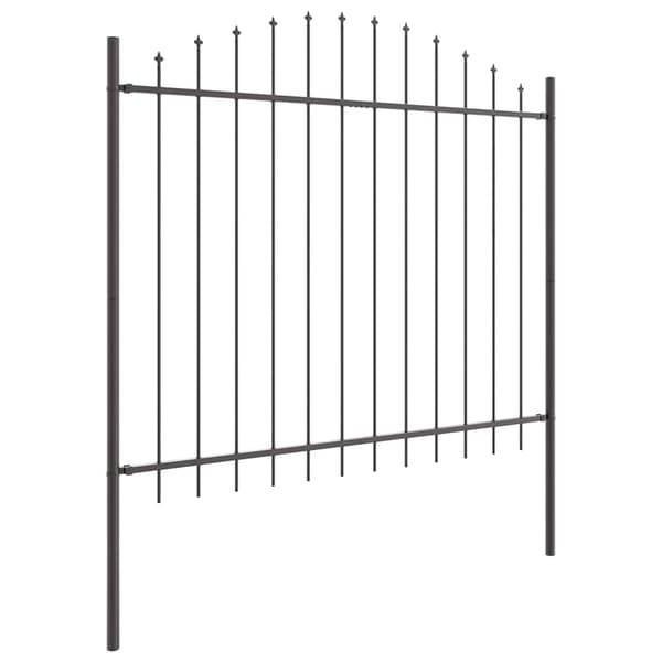 Trädgårdsstängsel 3 pcs Grå 170 x 190 cm Pulverlackerat stål