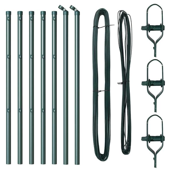 Stängselstolpe 7 pcs Grön Stål